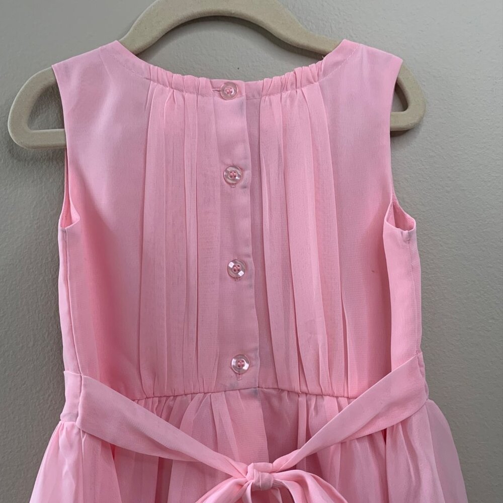 VICTORIA ROSE Pink Chiffon Dress Girls 4 4T Flower Detail Party Dress Fancy Girl - Picture 3 of 8